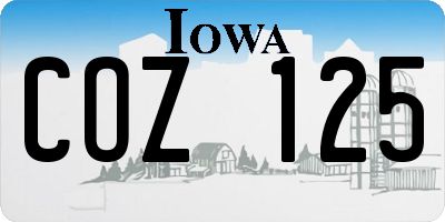 IA license plate COZ125