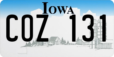 IA license plate COZ131