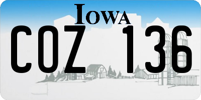 IA license plate COZ136