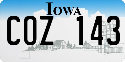 IA license plate COZ143