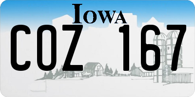 IA license plate COZ167
