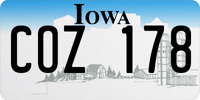 IA license plate COZ178