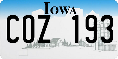 IA license plate COZ193
