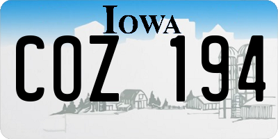 IA license plate COZ194