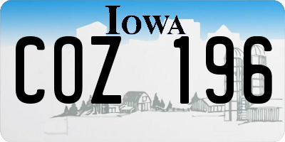 IA license plate COZ196