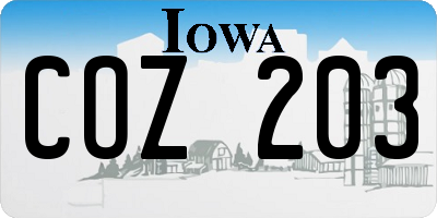 IA license plate COZ203