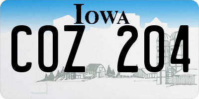 IA license plate COZ204