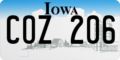 IA license plate COZ206
