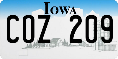 IA license plate COZ209