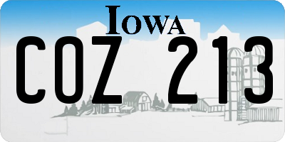 IA license plate COZ213