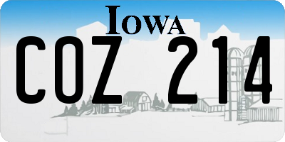 IA license plate COZ214