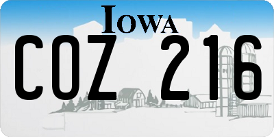 IA license plate COZ216