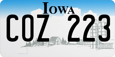 IA license plate COZ223