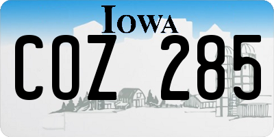 IA license plate COZ285