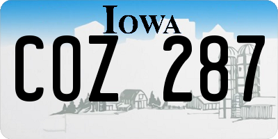 IA license plate COZ287