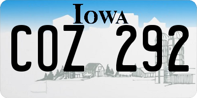 IA license plate COZ292