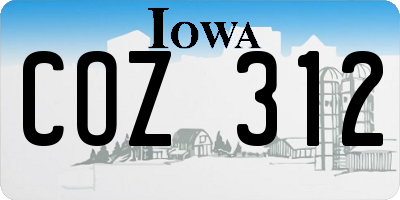 IA license plate COZ312