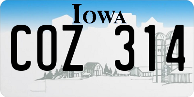 IA license plate COZ314
