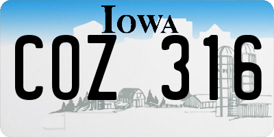 IA license plate COZ316