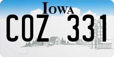 IA license plate COZ331