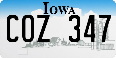 IA license plate COZ347