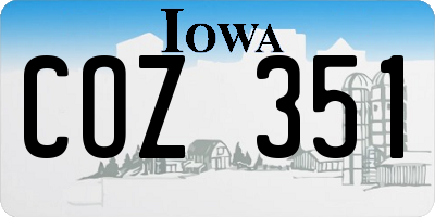 IA license plate COZ351