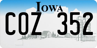 IA license plate COZ352