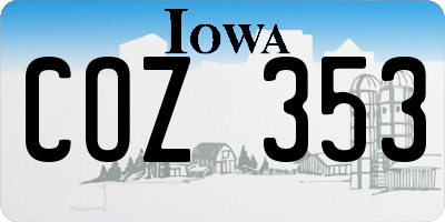 IA license plate COZ353