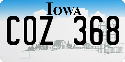 IA license plate COZ368