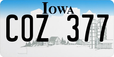 IA license plate COZ377