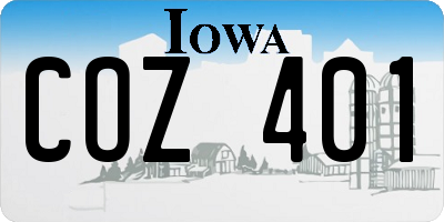 IA license plate COZ401