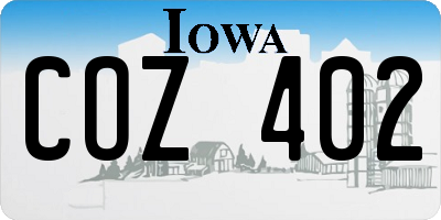 IA license plate COZ402