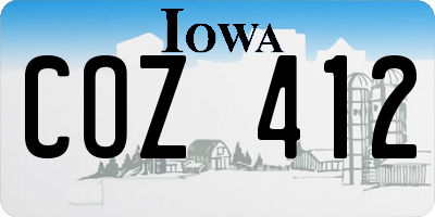 IA license plate COZ412