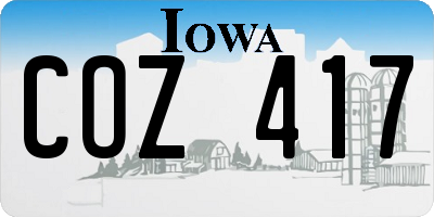 IA license plate COZ417