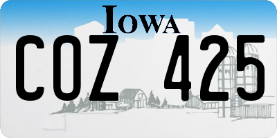 IA license plate COZ425