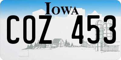 IA license plate COZ453