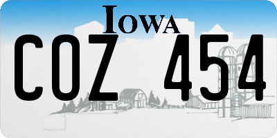 IA license plate COZ454