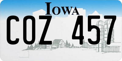 IA license plate COZ457