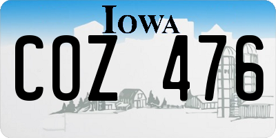 IA license plate COZ476