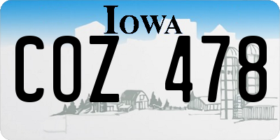 IA license plate COZ478