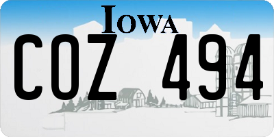 IA license plate COZ494