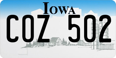 IA license plate COZ502
