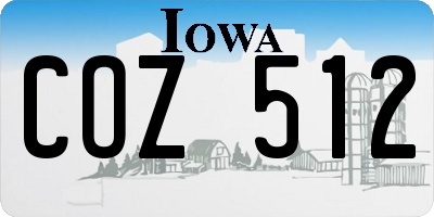 IA license plate COZ512