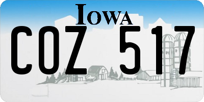 IA license plate COZ517