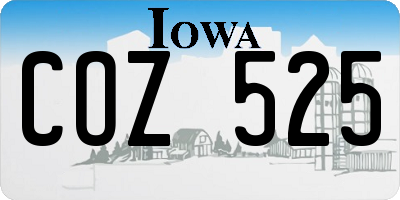 IA license plate COZ525