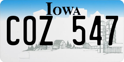 IA license plate COZ547