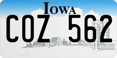 IA license plate COZ562
