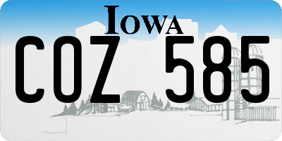 IA license plate COZ585