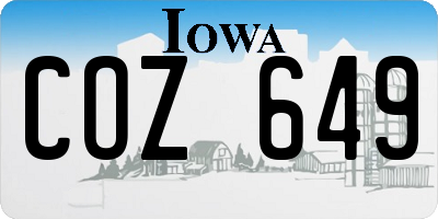 IA license plate COZ649