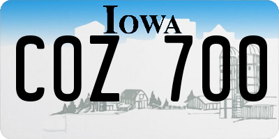 IA license plate COZ700